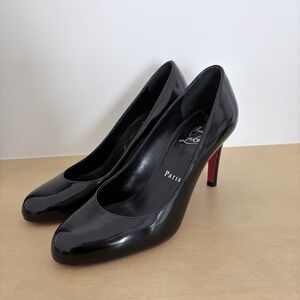 Christian Louboutin Pumppie Black Patent Leather 85 mm Pumps Size 36  Authentic